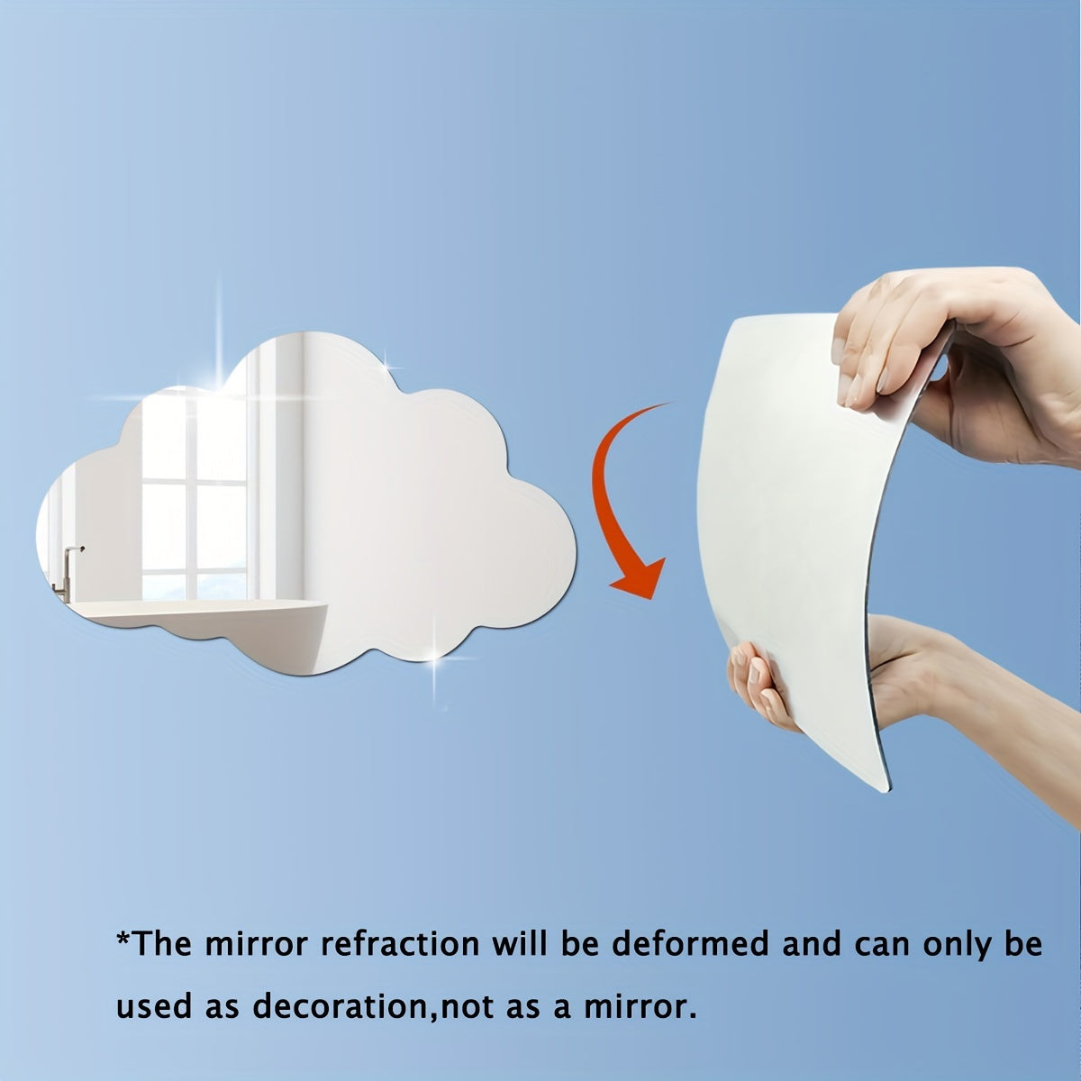 Cloud Plastic Mirror Wall Sticker for Kids Rooms