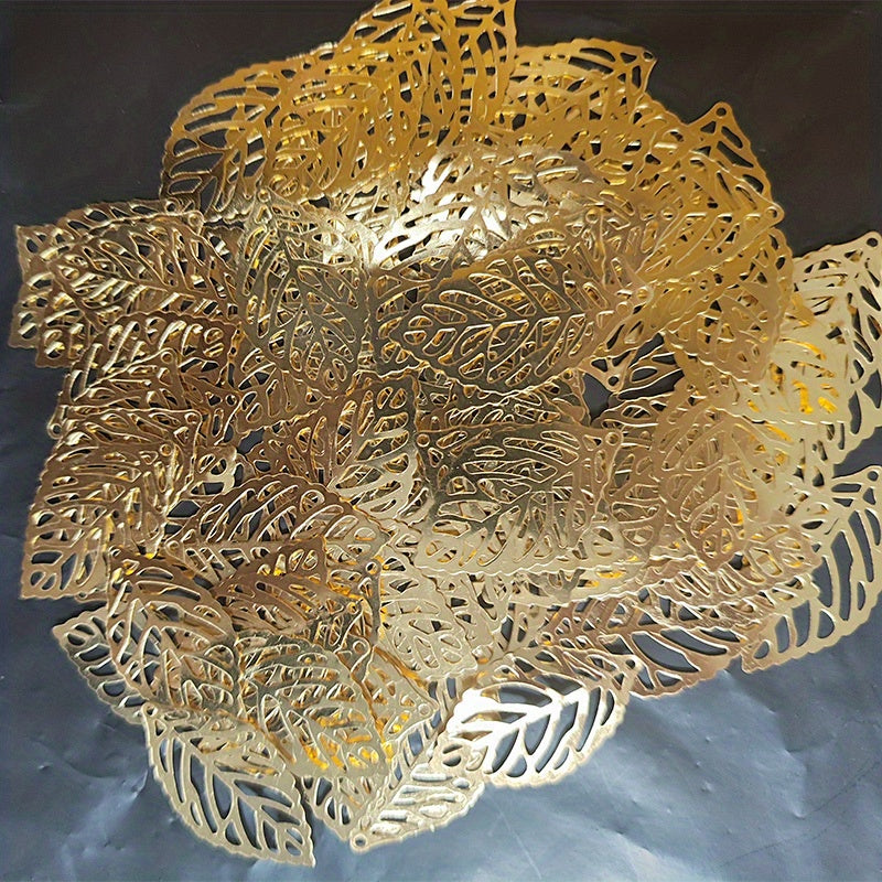 100pcs Leaf Metal Flower Frame Pendant Charm DIY UV Resin Necklace