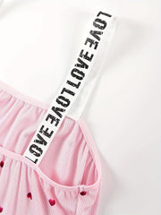  Heart Print Bra & Panty Set Medium Stretch