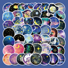 50pcs Moon Starry Sky Waterproof Stickers for Motorcycle Laptop