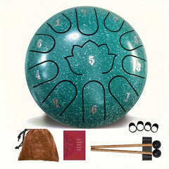 Steel Tongue Drum Set 6 inch 11 Note with Bag Music Book Mallets Holder Picks
