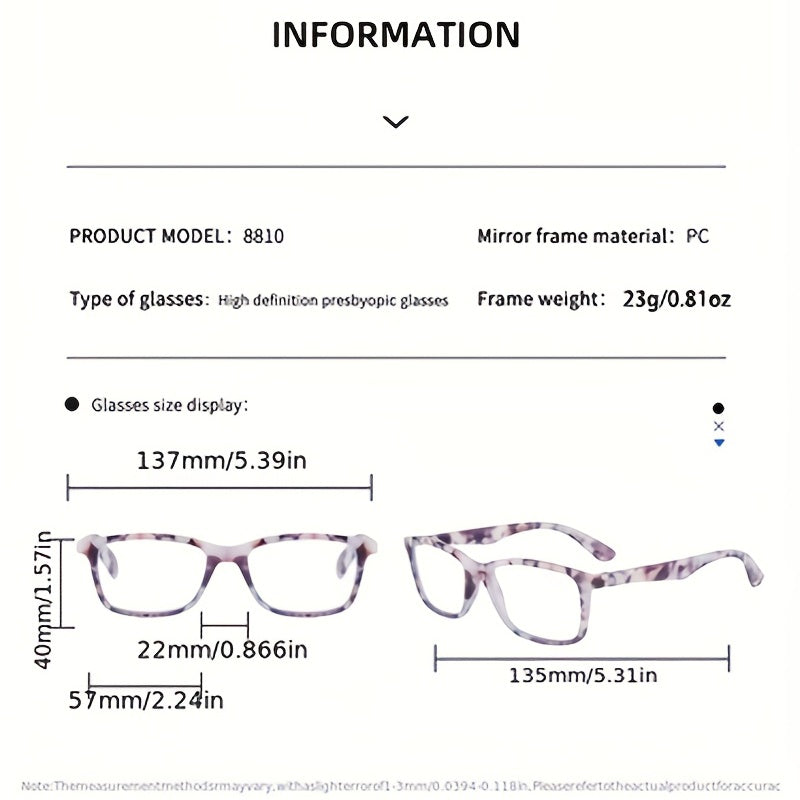 Square Tortoiseshell Reading Glasses Retro Readers HD Presbyopic Glasses