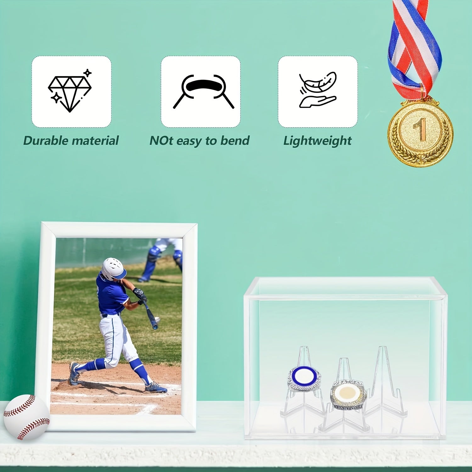 Acrylic Ring Display Case Baseball Basketball Football Softball Holder