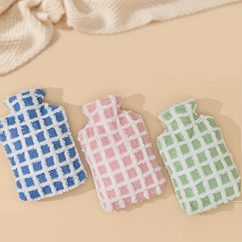 Colorful Plaid Plush Hot Water Bottle 500ml-1500ml