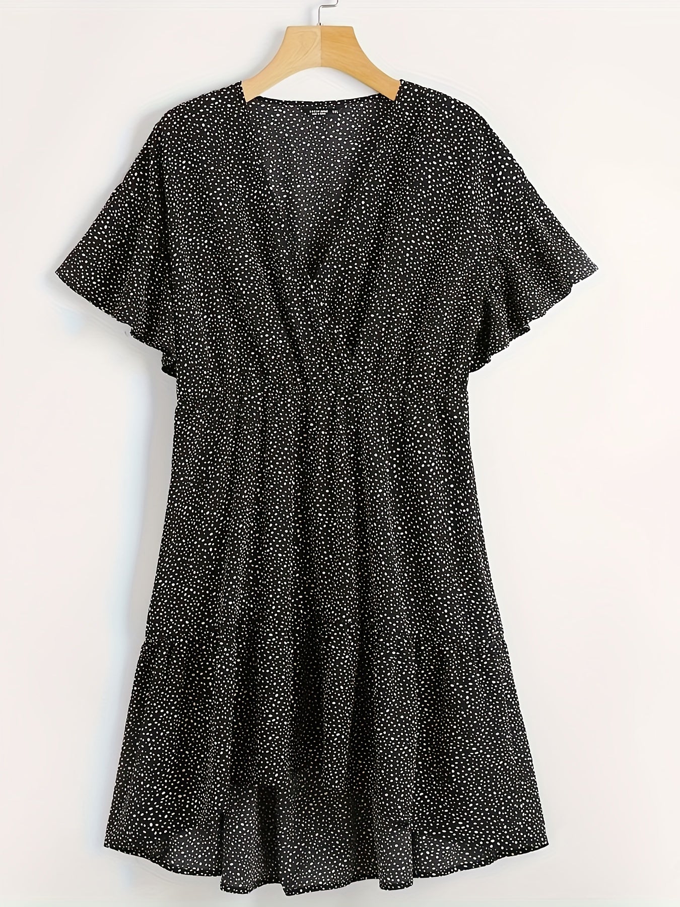  Boho Dress Women's Plus Dot Print Short Sleeve Dress
