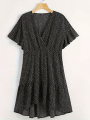  Boho Dress Women's Plus Dot Print Short Sleeve Dress