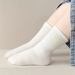 5pairs Kids Smiley Face Pattern Socks for Girls