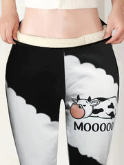  Colorblock Cow Fleece Legging