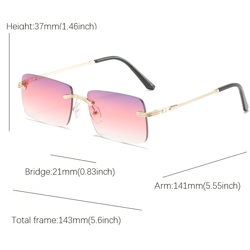 Vintage Rimless Rectangle Frameless Candy Glasses Women Unisex Sunglasses