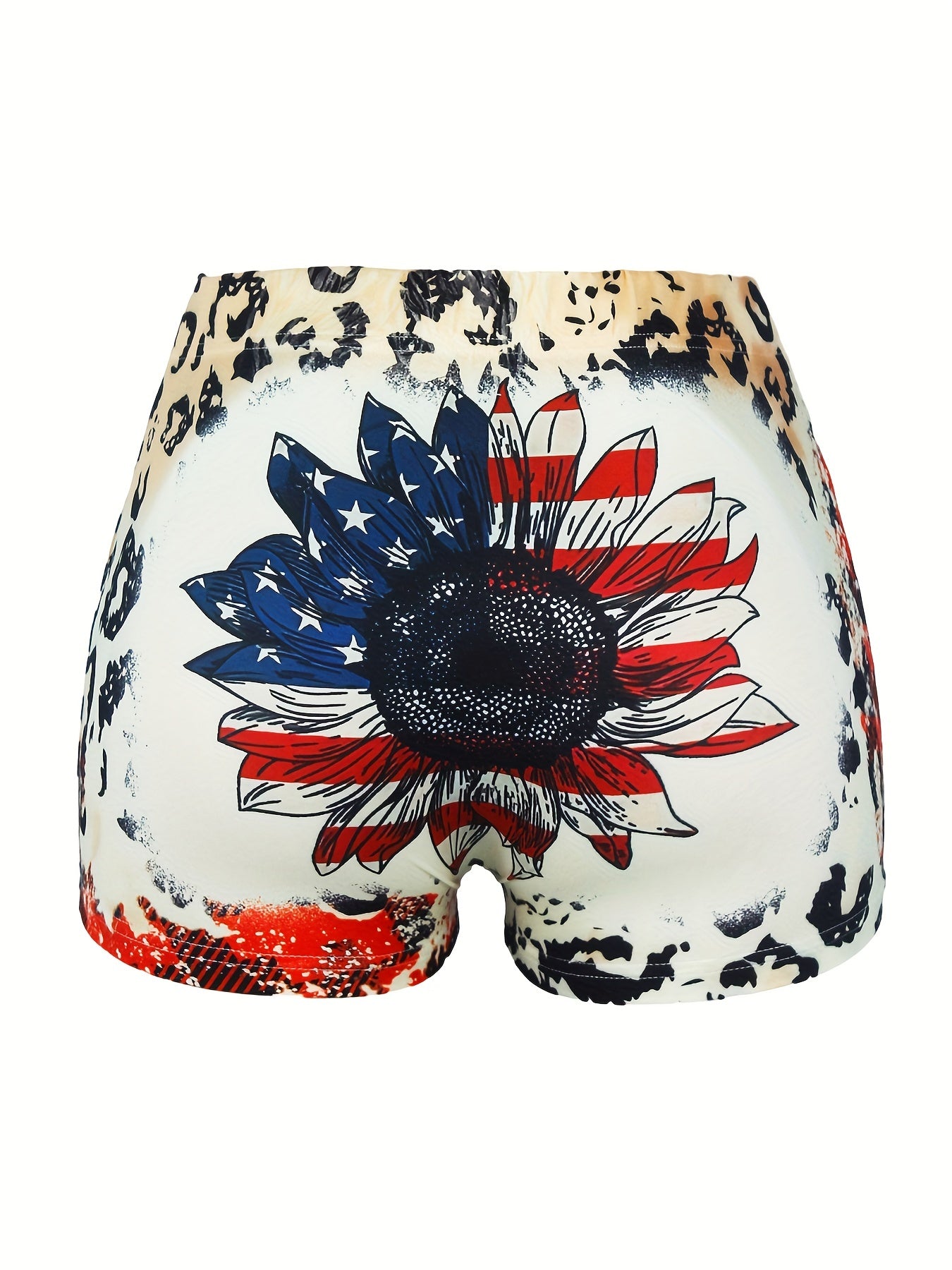 American Flag & Leopard Print Skinny Shorts Sexy Shorts For Spring & Summer