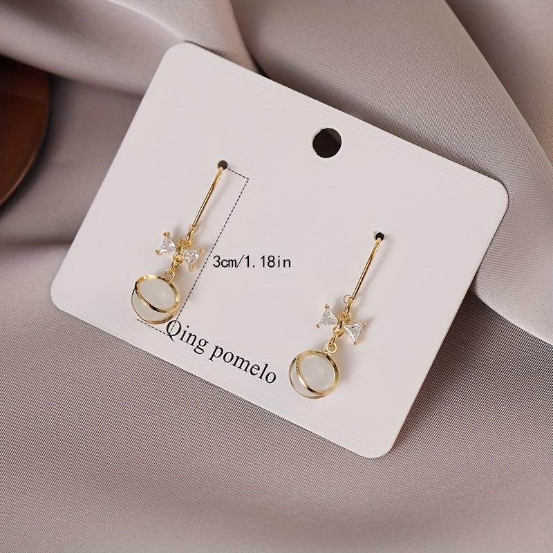 Cat Eye Stone Stud Earrings Western Style Hypoallergenic