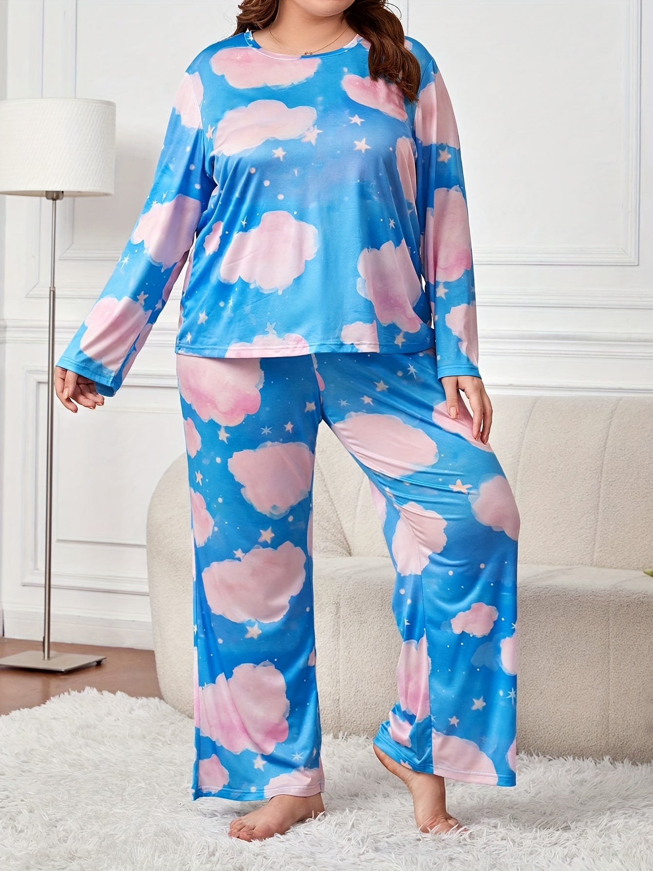  Claud & Sky Print Long Sleeve Pajamas Set