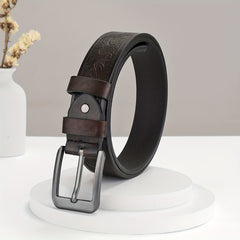 Embossed Leather Belt Waistband Retro Casual Belt For Men