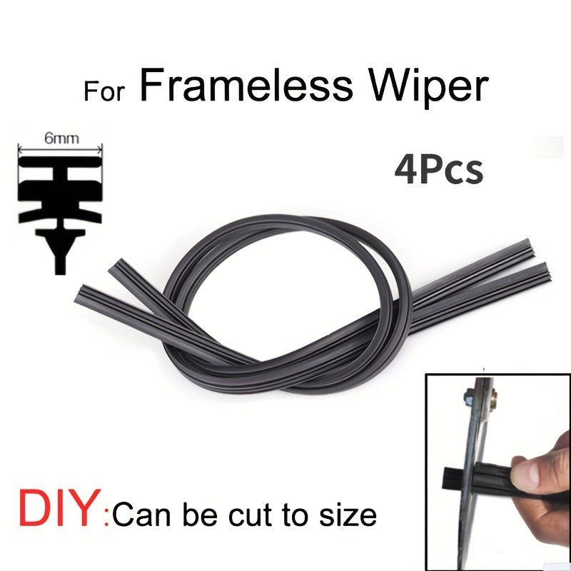 4pcs Wiper Blade Refills 6mm 26 24 Soft Rubber Strips Car Embedded Frameless