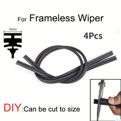 4pcs Wiper Blade Refills 6mm 26 24 Soft Rubber Strips Car Embedded Frameless