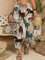  Horse Print High Rise Western Pants