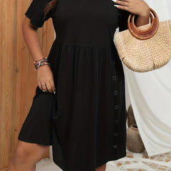  Dress Women's Plus Short Sleeve Round Neck Midi Dress