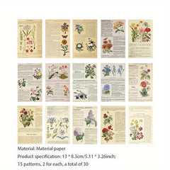 30PCS Dream Memories Series Material Pack Retro Artistic Material Paper