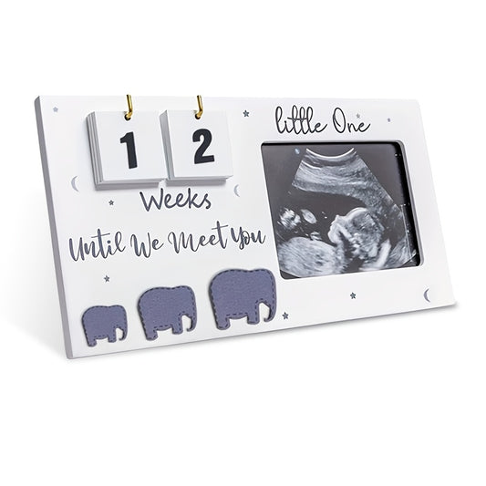 Wooden Ultrasound Photo Frame with Countdown and Reveal Info