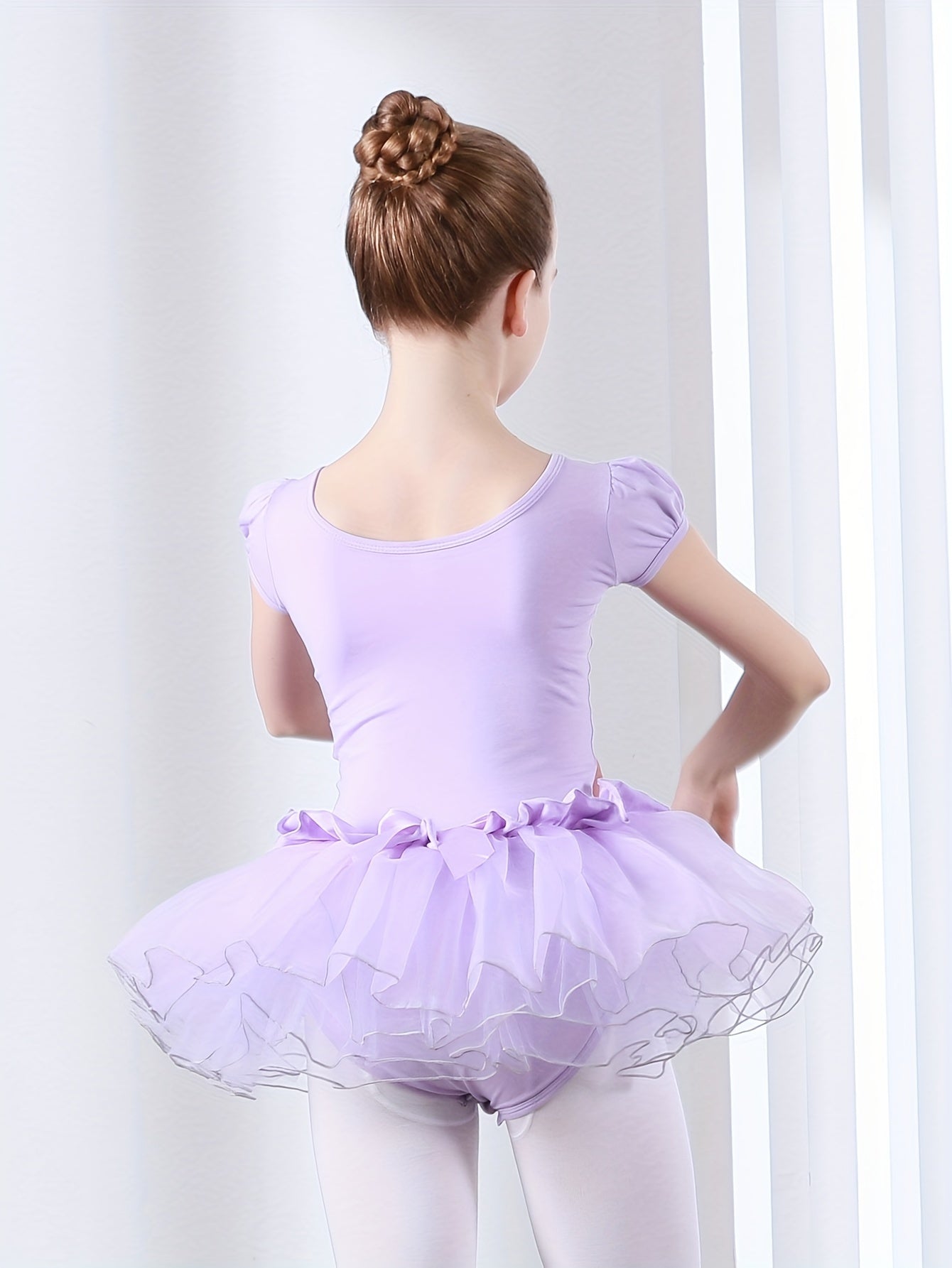 Breathable Cotton Ballet Leotard Tutu Dress for Girls Gymnastics Practice