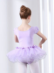 Breathable Cotton Ballet Leotard Tutu Dress for Girls Gymnastics Practice