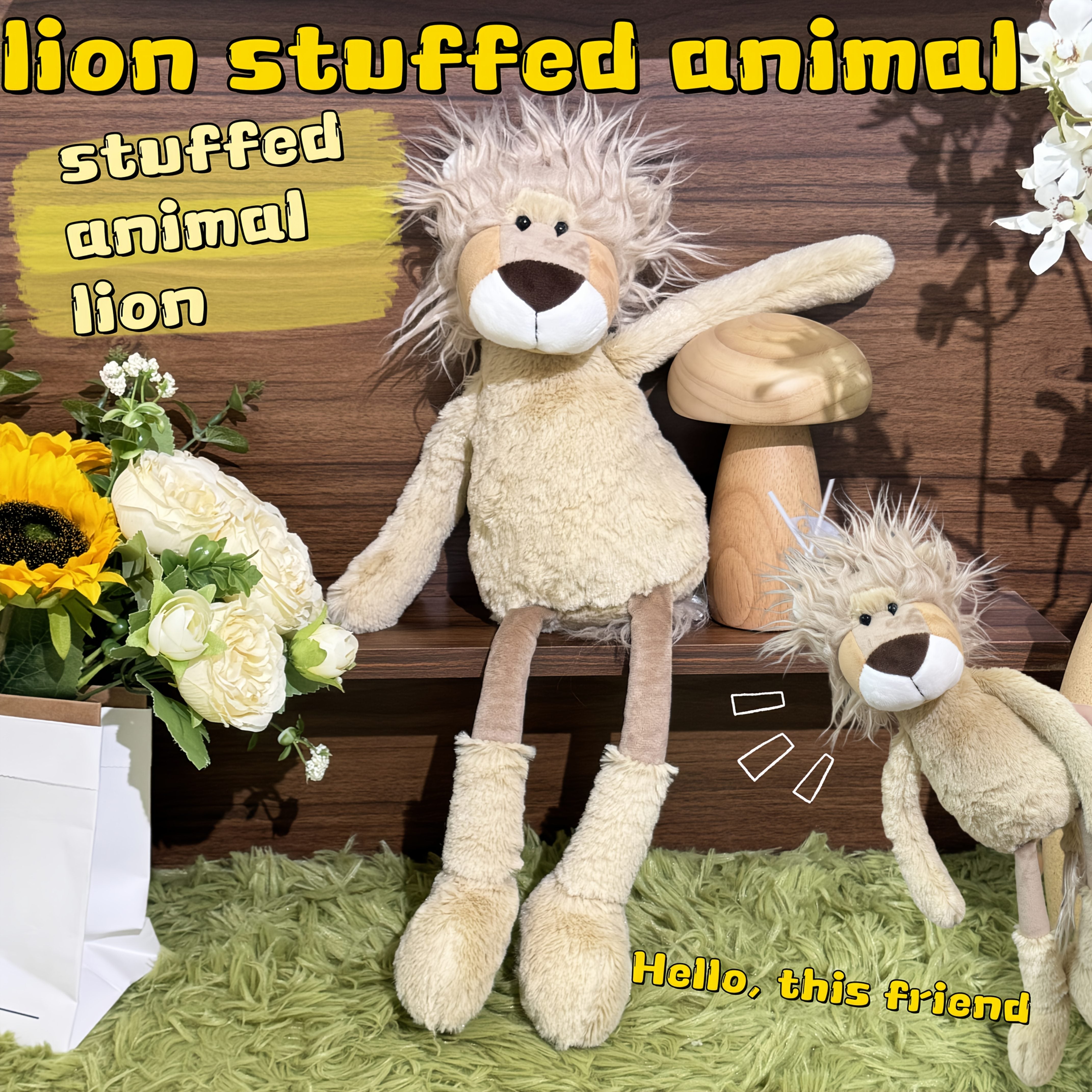 Yellow Lion Plush Toy - Soft & Cuddly Gift for Kids