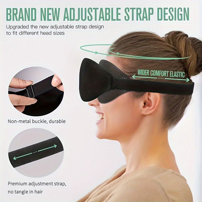 3D Contoured Blackout Eye Mask Adjustable Strap for Sleep Travel Yoga