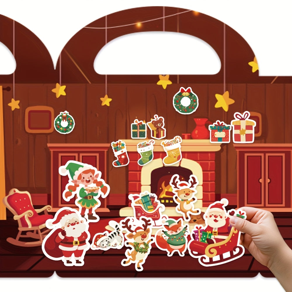50 Christmas Stickers Waterproof Double Sided Santa Deer & Holiday Designs