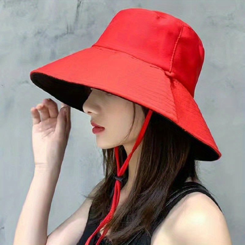 Reversible Double Sun Hat Wide Brim Bucket Hat UV Protection Sunscreen