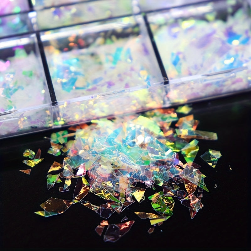 Mermaid Flake Nail Glitter Sequins Iridescent Ice Slag Nail Sticker