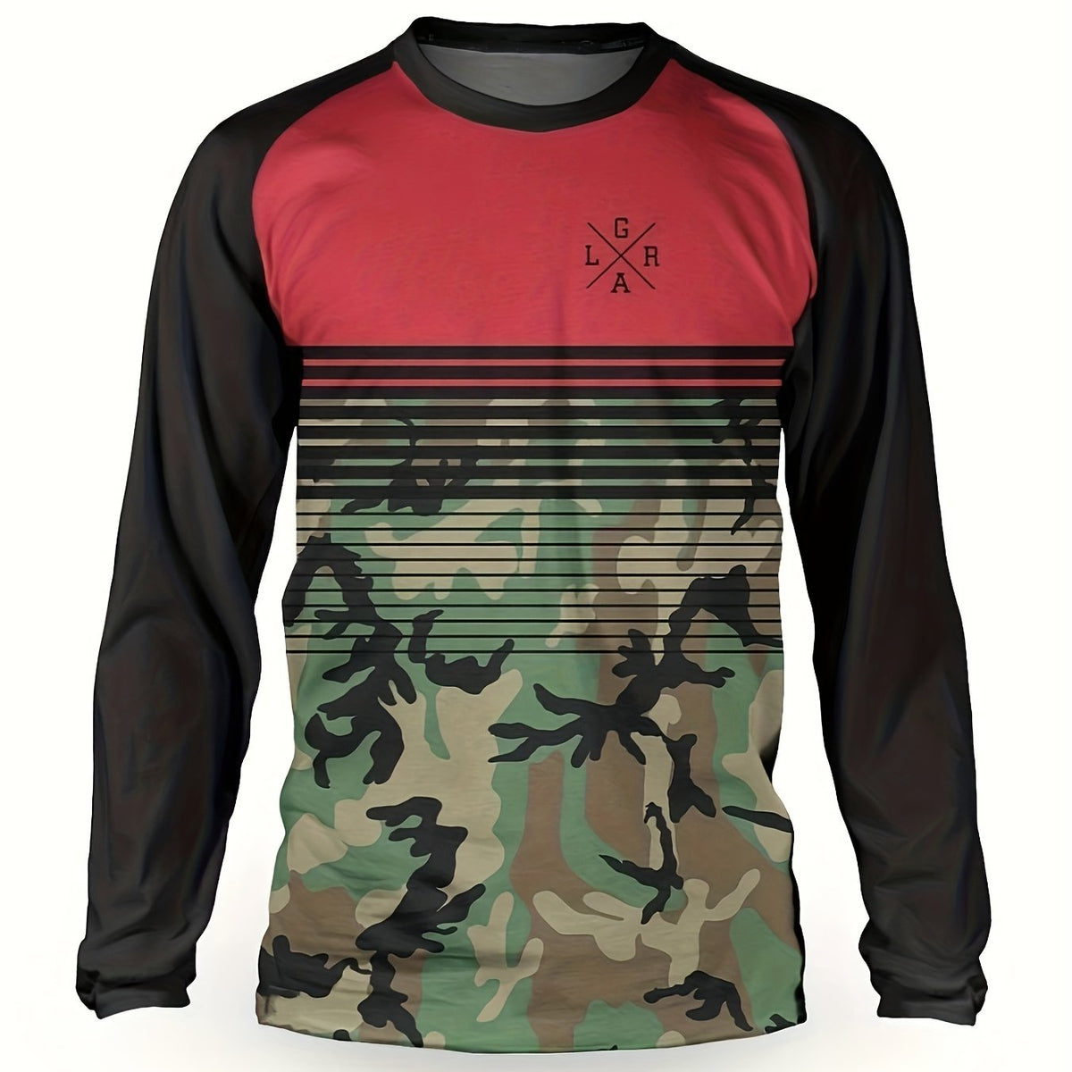 Men's Camo Cycling Jersey Quick Dry Long Sleeve Shirt