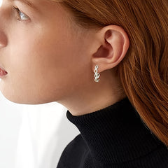 925 Silver Oval Hoop Earrings 14K Plated Zircon Accessory