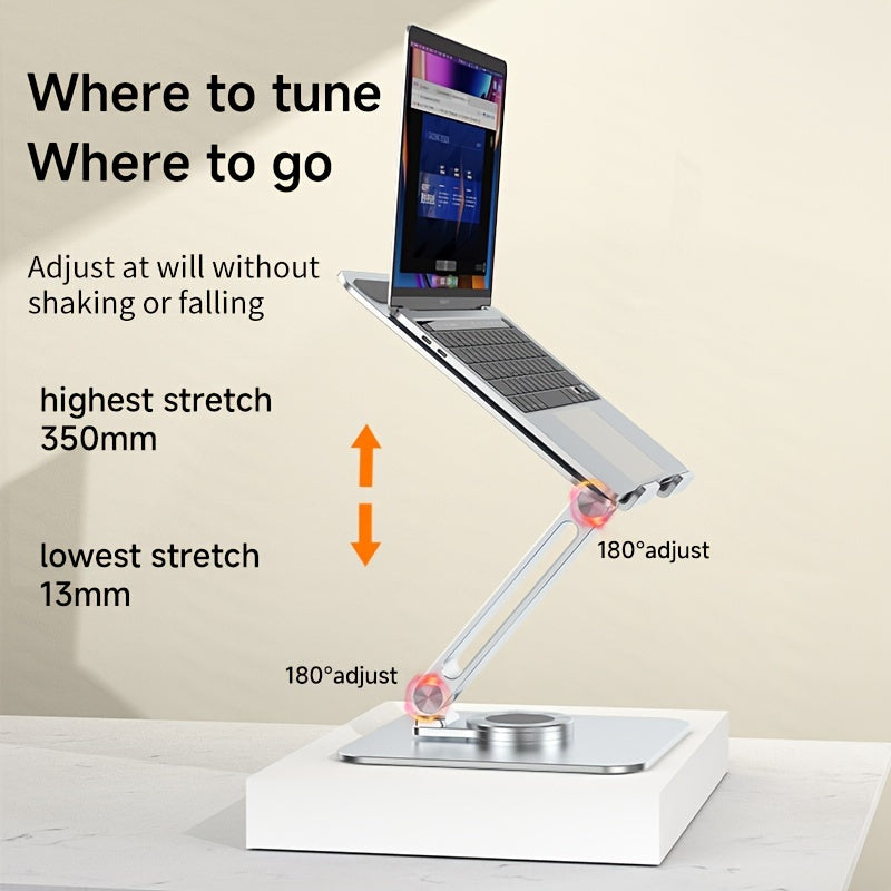 Adjustable Laptop Stand 360 Rotating Base Ergonomic Riser for Collaborative Work