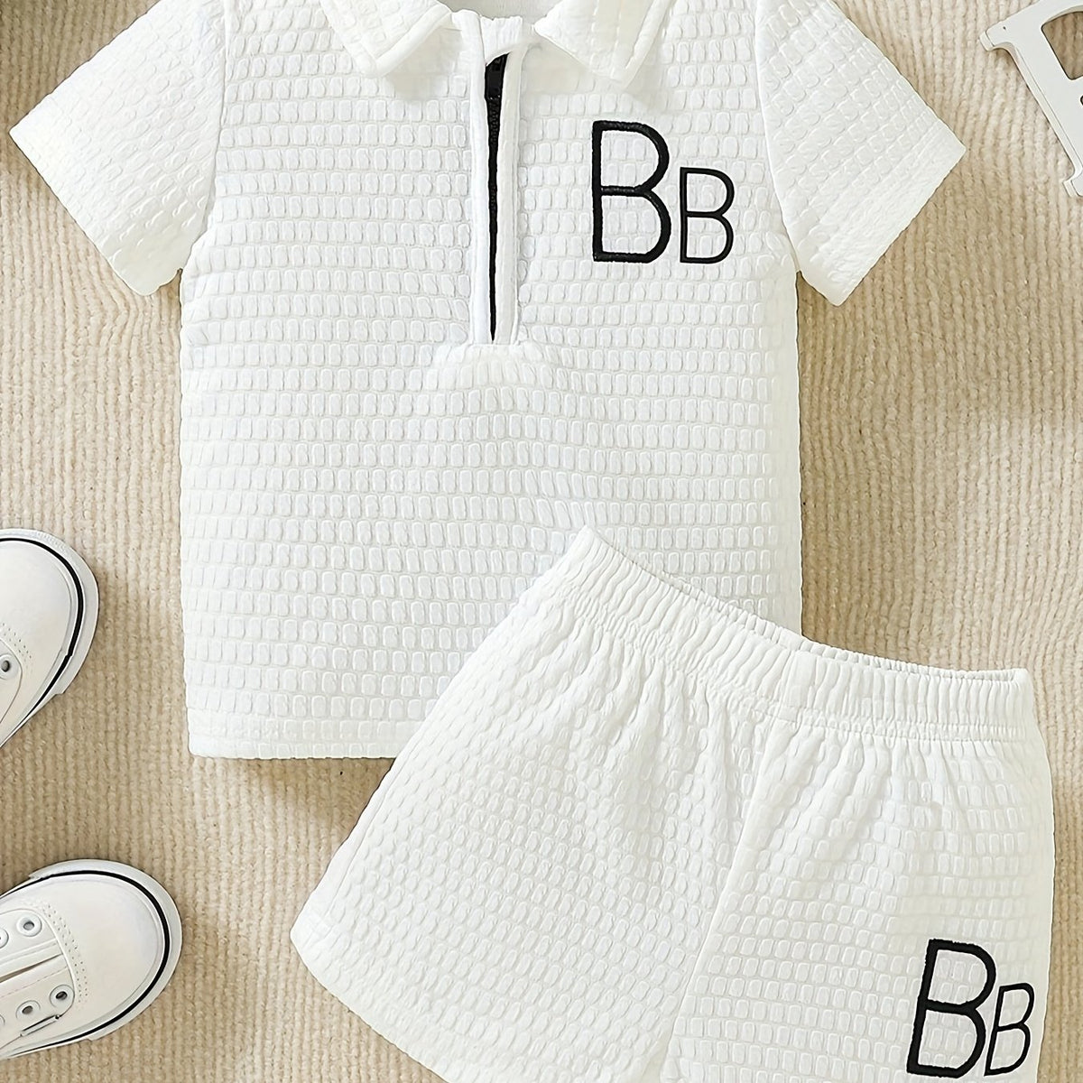 Toddler Boys Lapel Tee Top Shorts Set Comfortable Fabrics