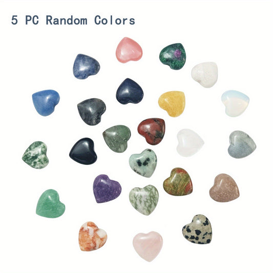 Natural Heart Shaped Crystal Stones 10Pcs Worry Stones Healing Carved Stones