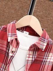 Toddler Boys Plaid Shirts Long Sleeve Button Down Tops Spring Fall Outwear
