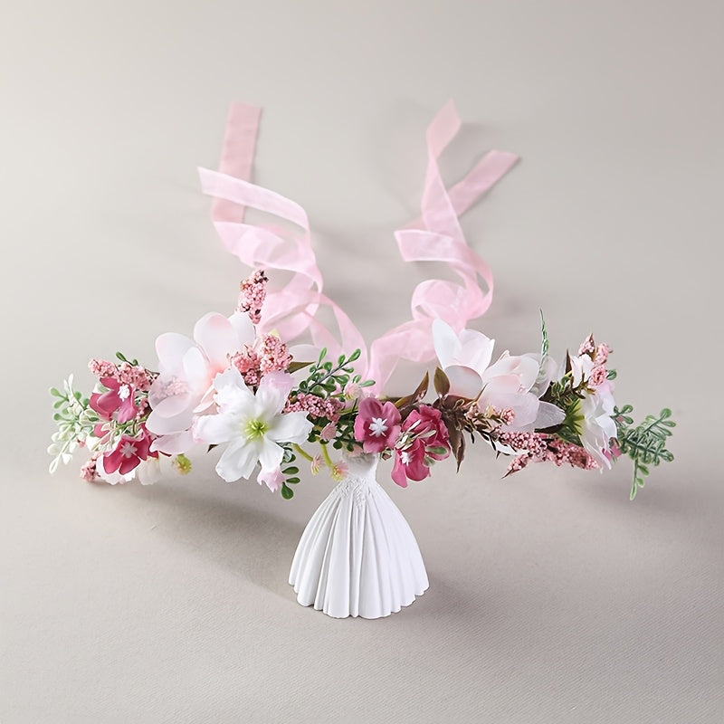 Floral Headband for Bridal Photo Shoots Pink