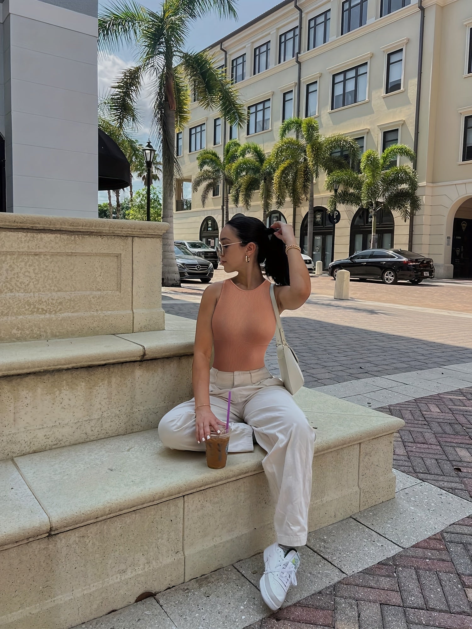 Rib Knit Yoga Jumpsuit Sleeveless Tummy Control Bodysuit Women's Activewear