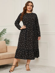  Women's Raindrop Print Long Sleeve Maxi Dress