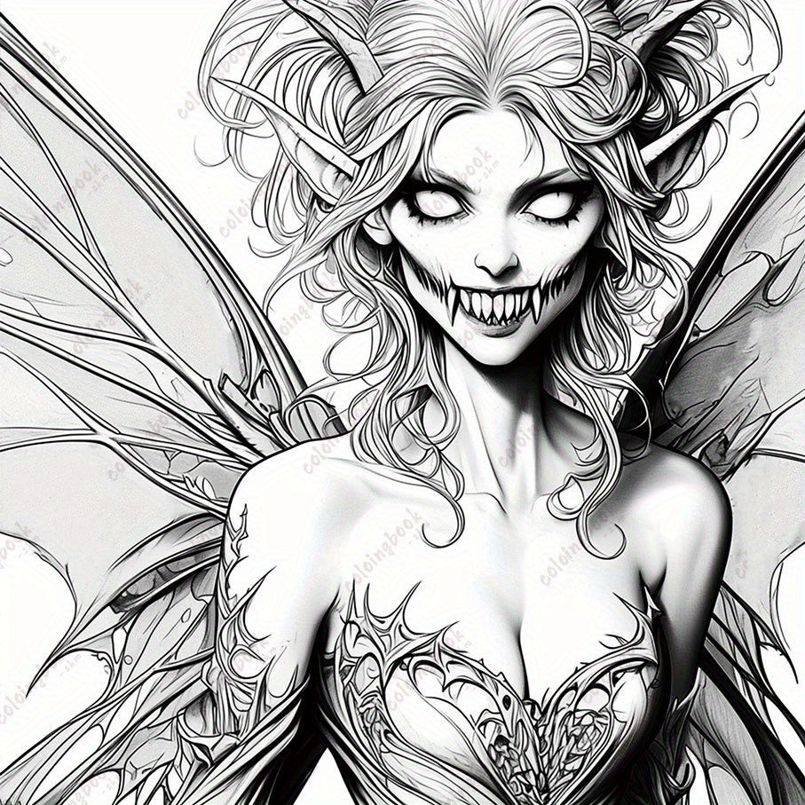 Horror Fairy Drawing Coloring Book - Upgraded Deluxe Edition