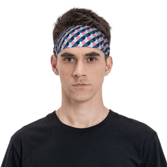 Vintage Plaid Sport Headband Comfortable Fit Polyester Spandex Knit Fabric