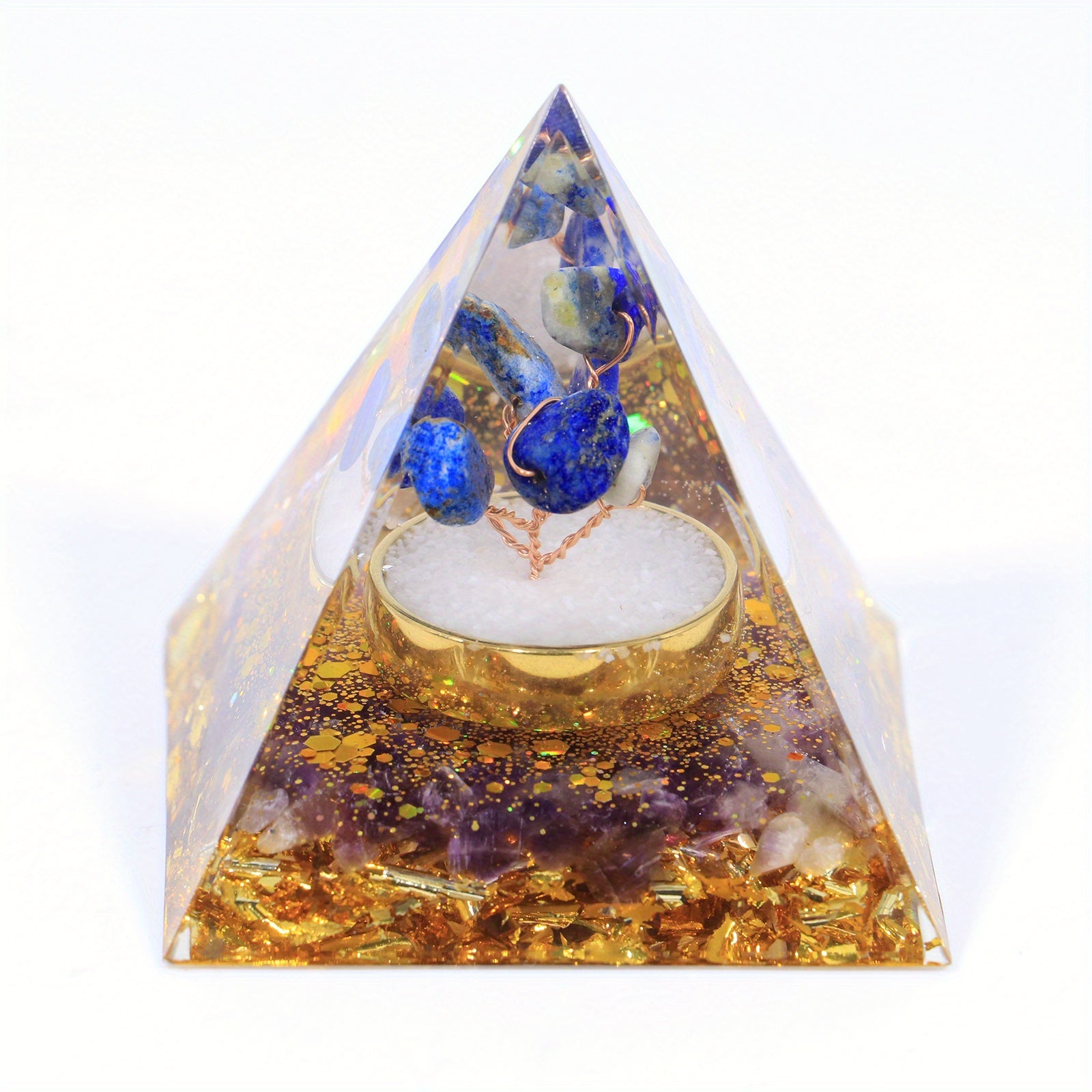 Tree Of Life Orgone Pyramid with Amethyst Ball
