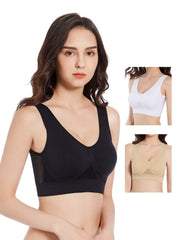 3 Pcs Mesh Sports Bra Seamless V-Neck Sexy Cropped Tops Women's Activewear