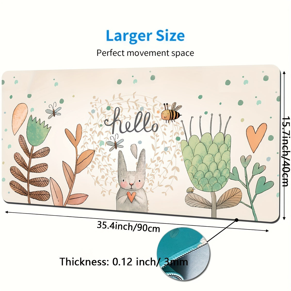 Rabbit Pattern Large Mouse Pad Anti-Slip Office Pad