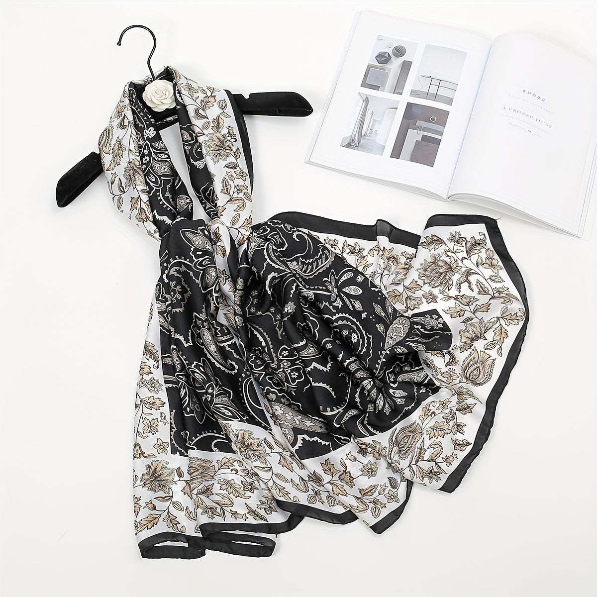 Paisley Print Satin Scarf Large Shawl Bandana Head Wrap