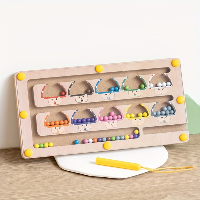 Wooden Magnetic Mushroom Maze Puzzle Toy for Kids