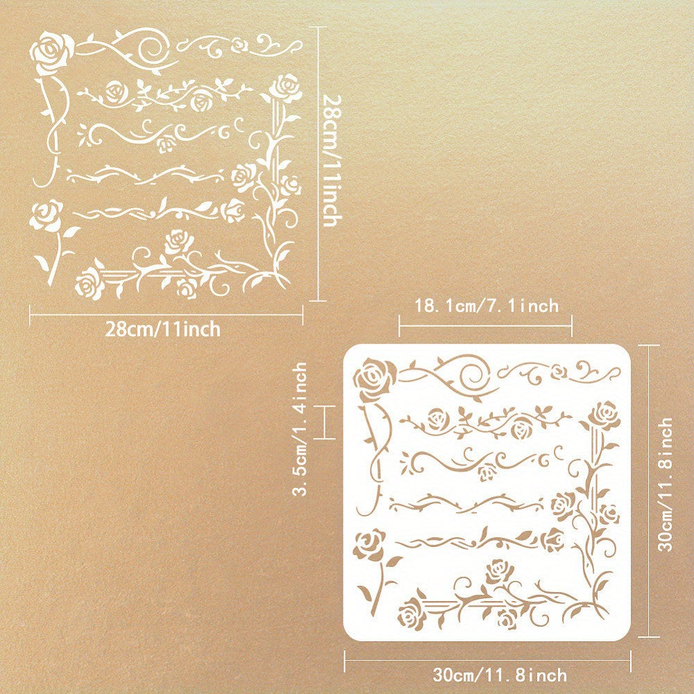 HandMaker PET Hollow Out Drawing Stencil June Rose 30x30cm
