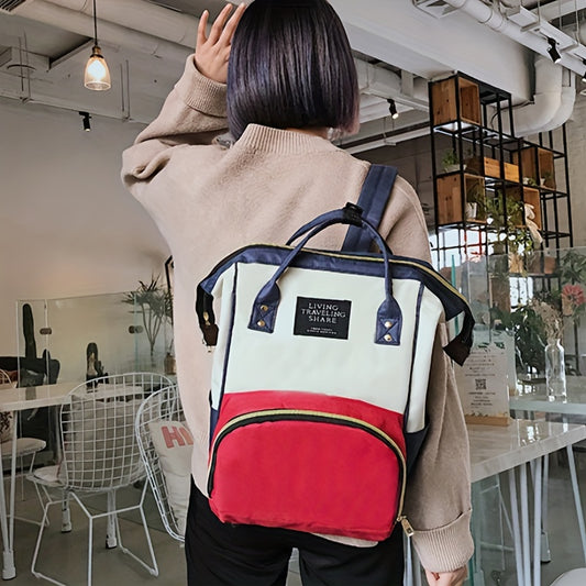 Mommy Bag Canvas Backpack Women's Bag with Bottle Bag