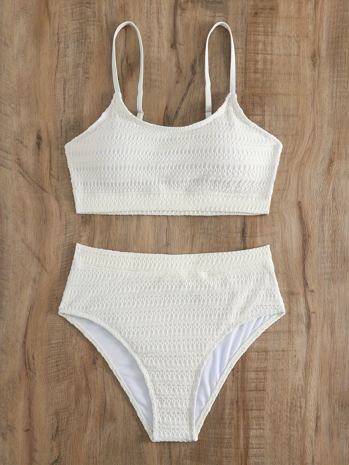  Boho Bikini Set Smocked Push Up Bra & High Waisted Panty Swimsuit