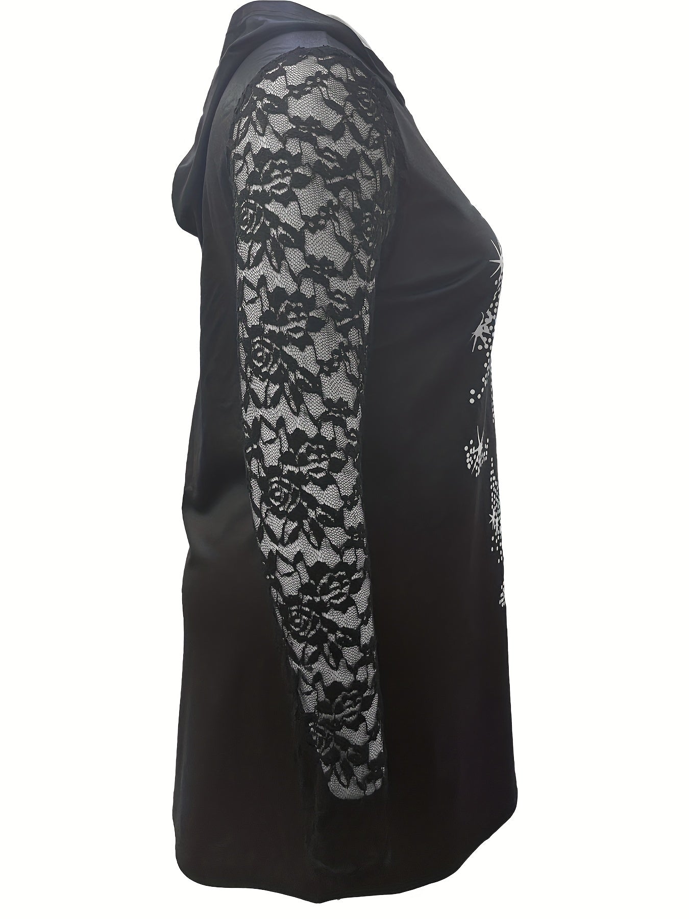  Gothic Dress Women's Rhinestone Skull Hooded Bodycon Dress